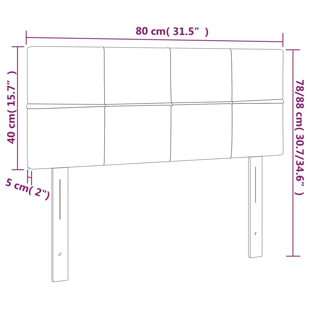 Világosszürke szövet led-es fejtámla 80 x 5 x 78/88 cm