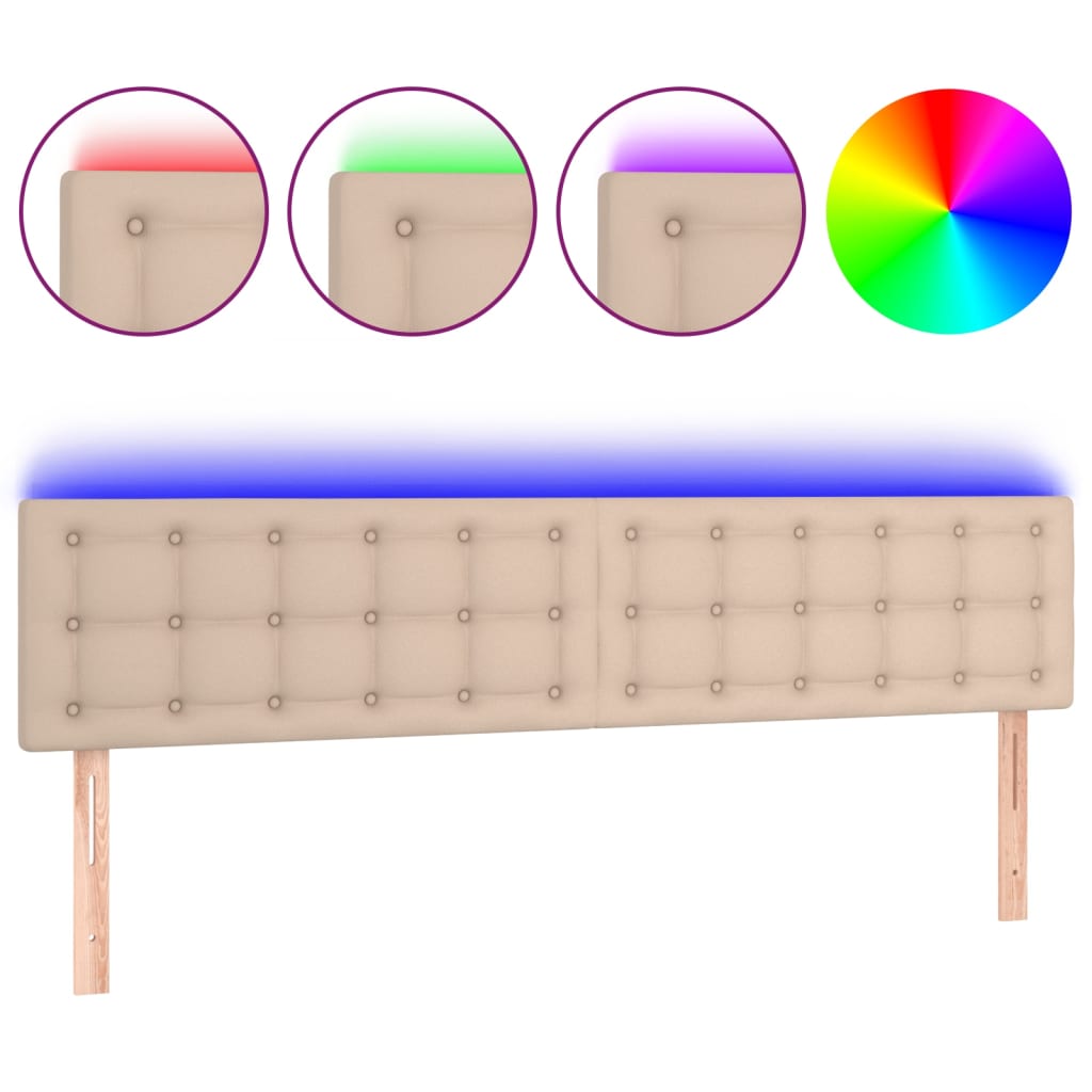 Cappuccino színű műbőr led-es fejtámla 200 x 5 x 78/88 cm
