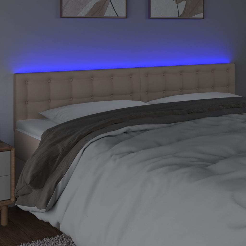 Cappuccino színű műbőr led-es fejtámla 200 x 5 x 78/88 cm