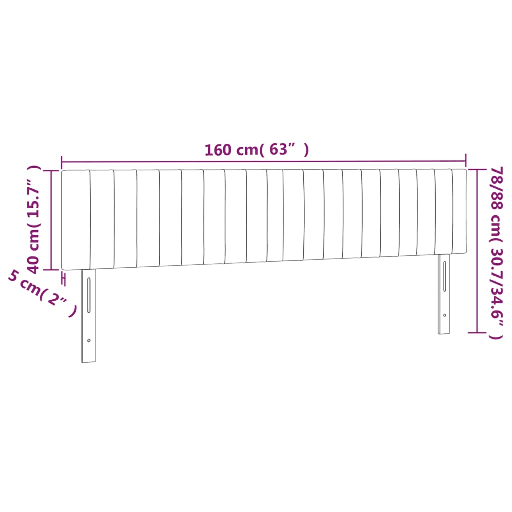 Sötétbarna szövet led-es fejtámla 160x5x78/88 cm