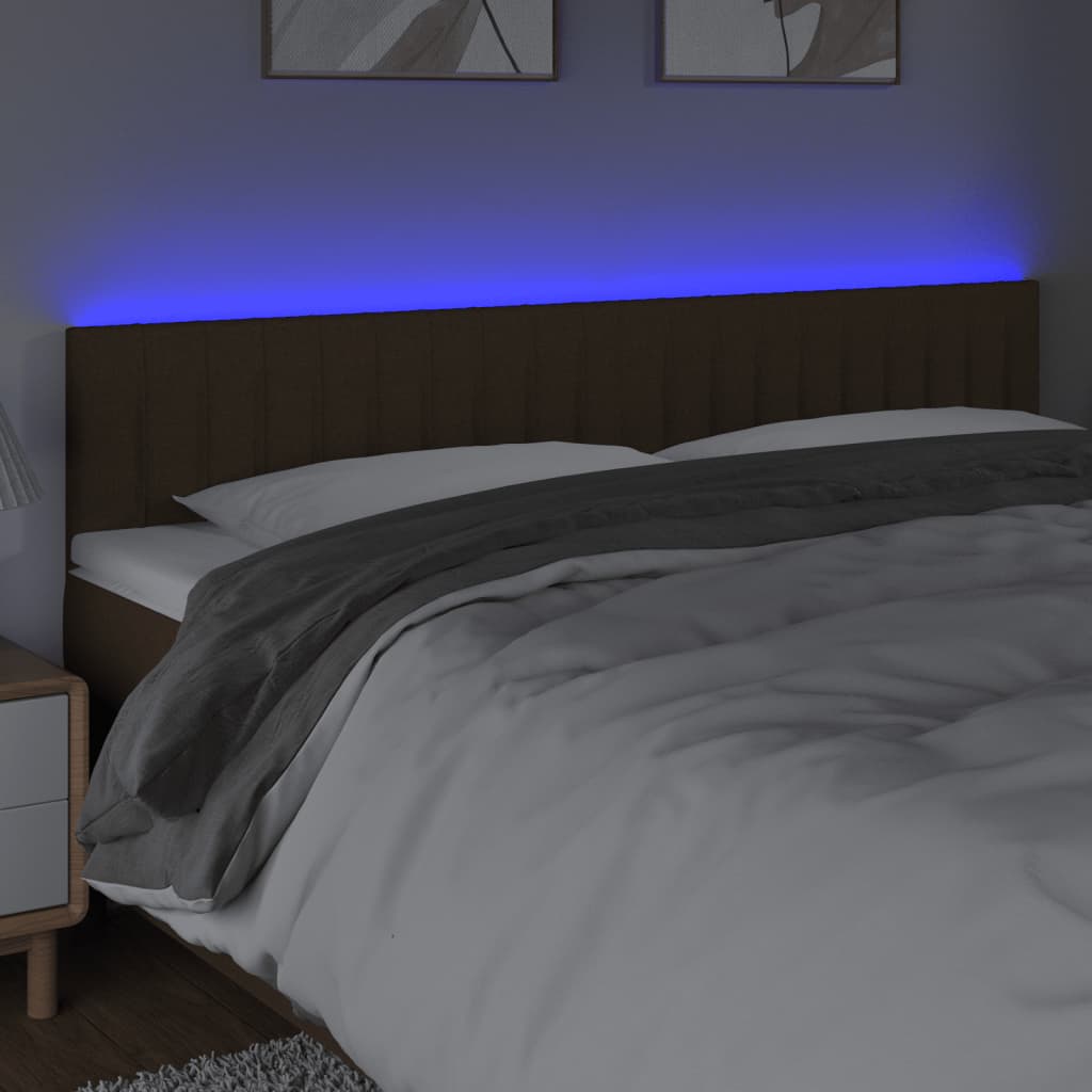 Sötétbarna szövet led-es fejtámla 180x5x78/88 cm