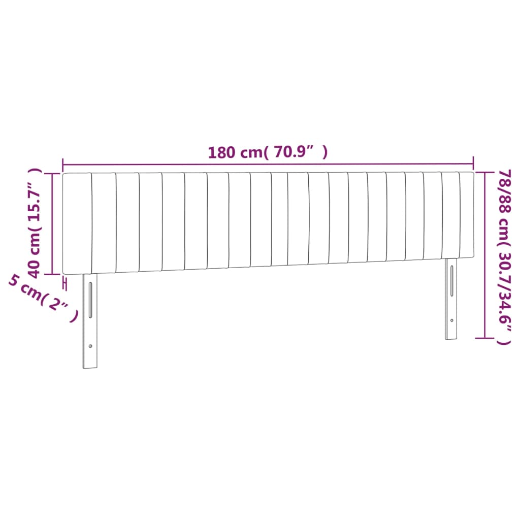 Sötétbarna szövet led-es fejtámla 180x5x78/88 cm