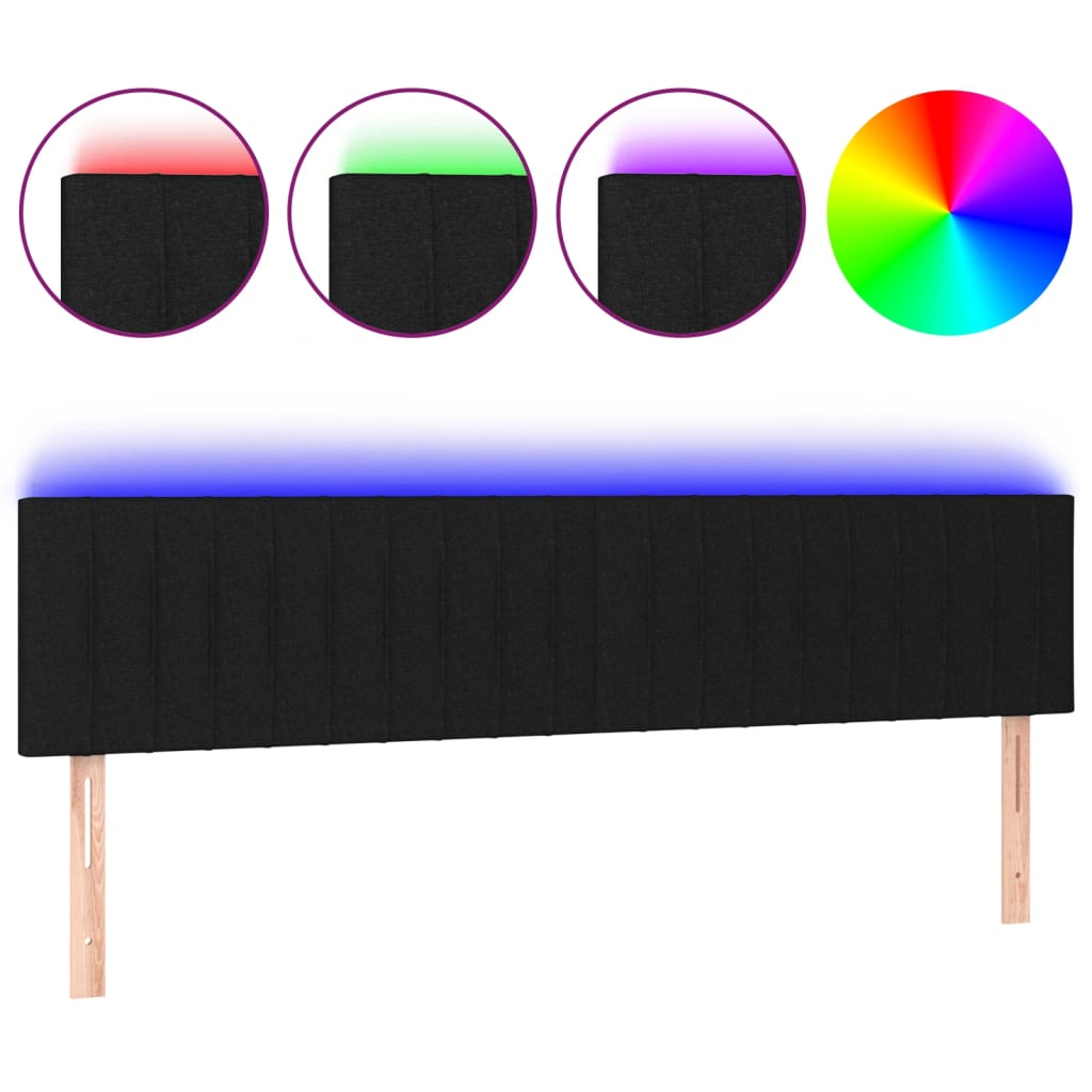 Fekete szövet led-es fejtámla 200x5x78/88 cm
