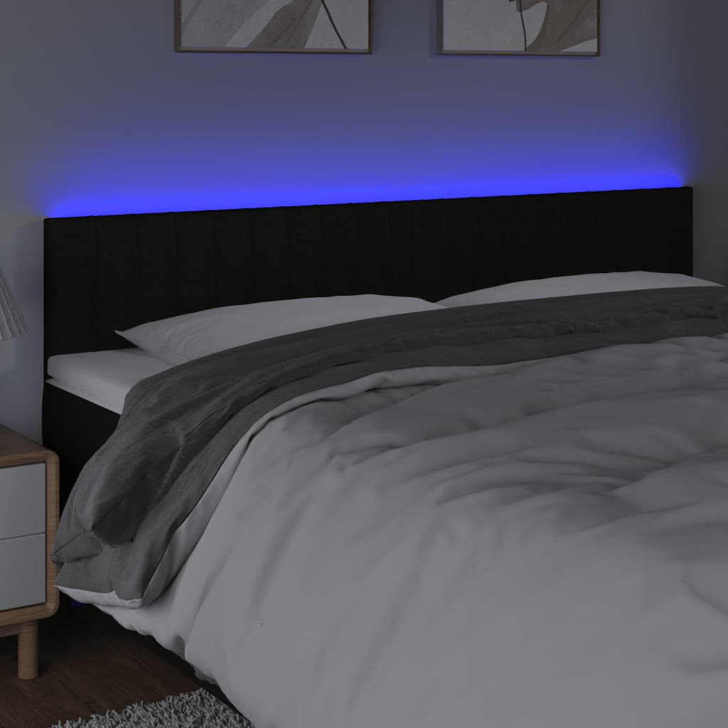 Fekete szövet led-es fejtámla 200x5x78/88 cm