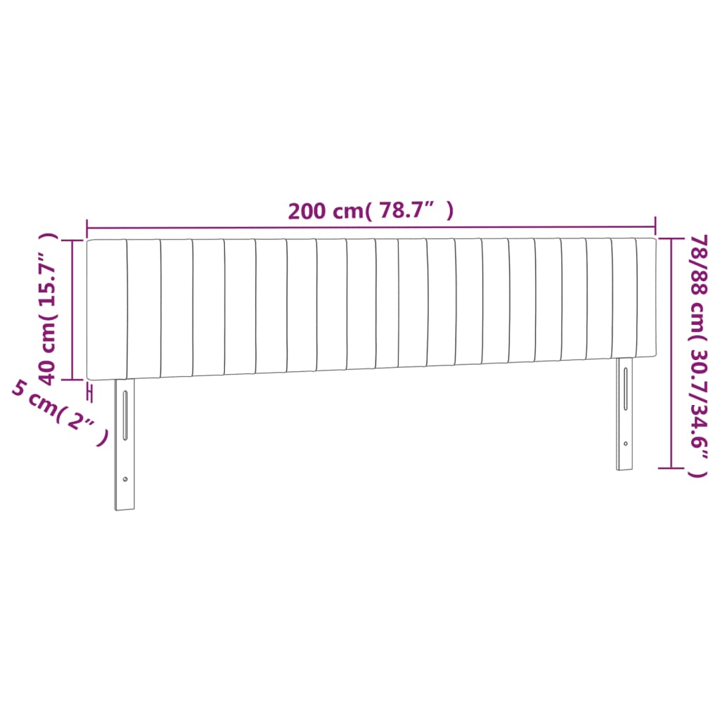 Sötétbarna szövet led-es fejtámla 200x5x78/88 cm