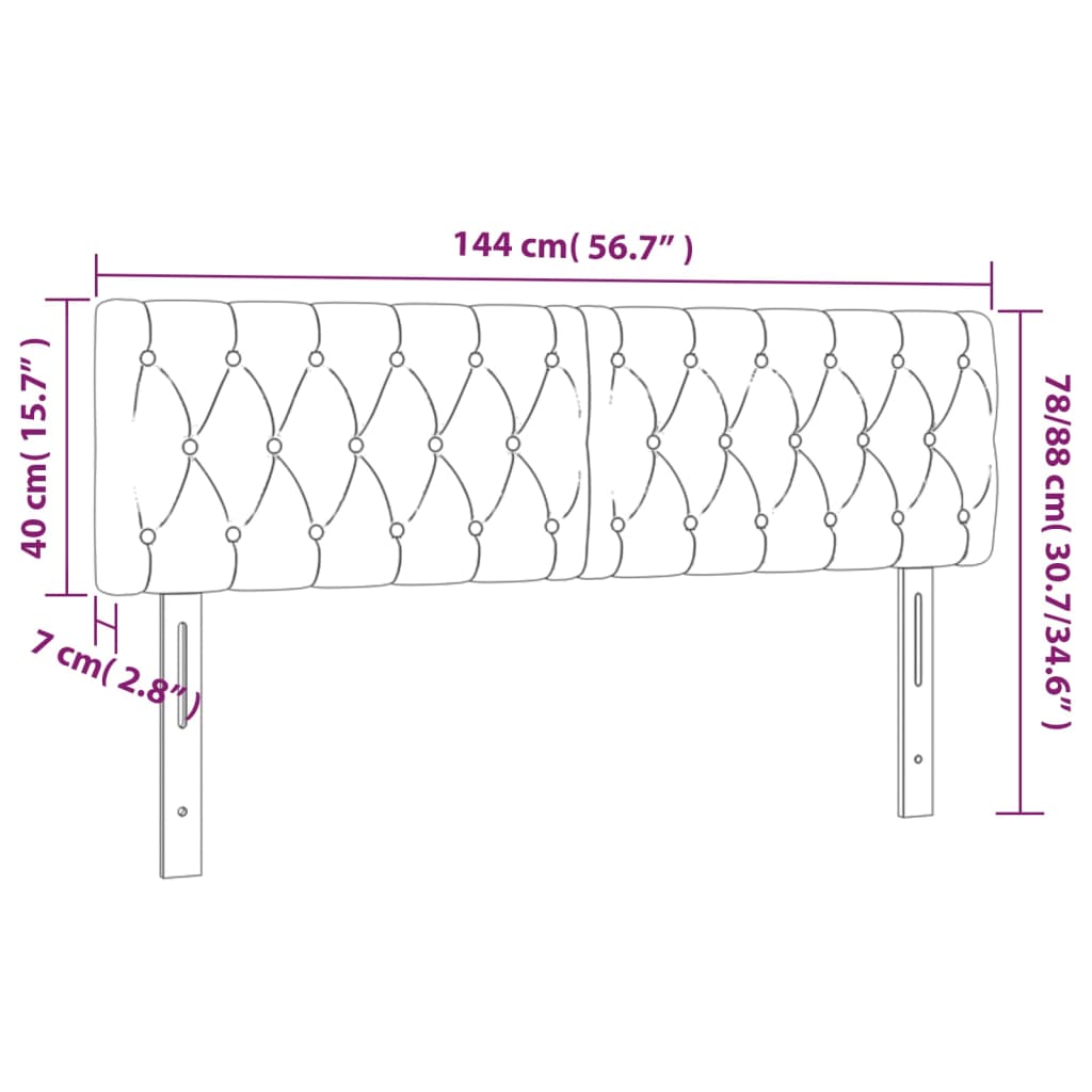 Világosszürke szövet led-es fejtámla 144 x 7 x 78/88 cm