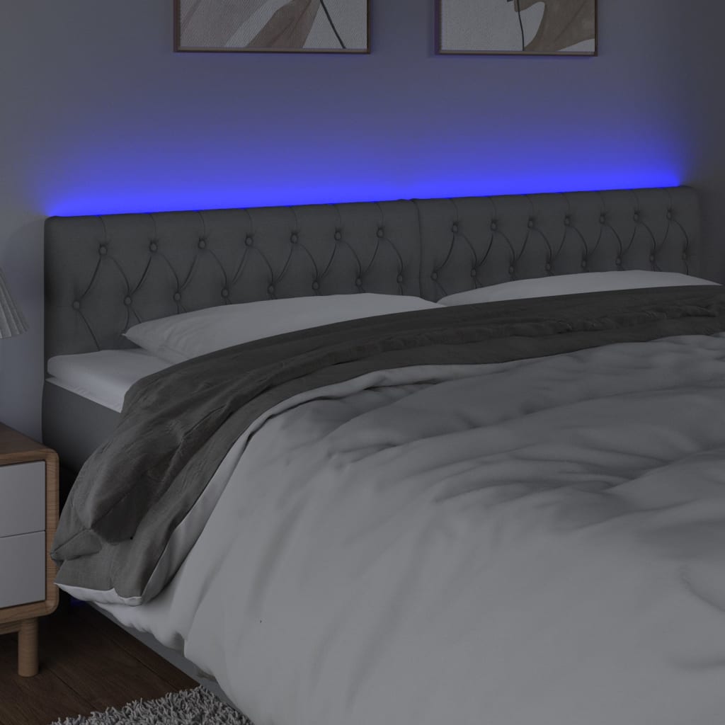 Világosszürke szövet led-es fejtámla 180x7x78/88 cm