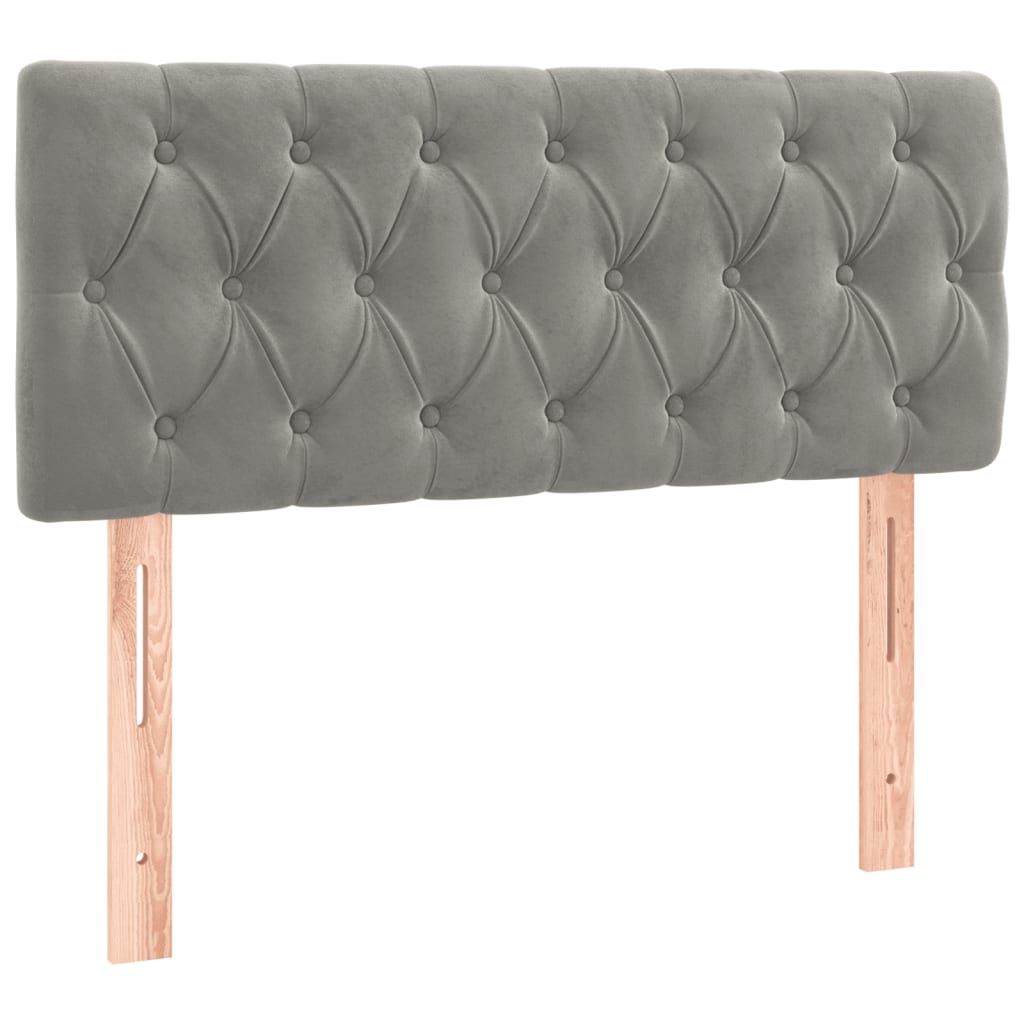 Világosszürke bársony led-es fejtámla 90 x 7 x 78/88 cm