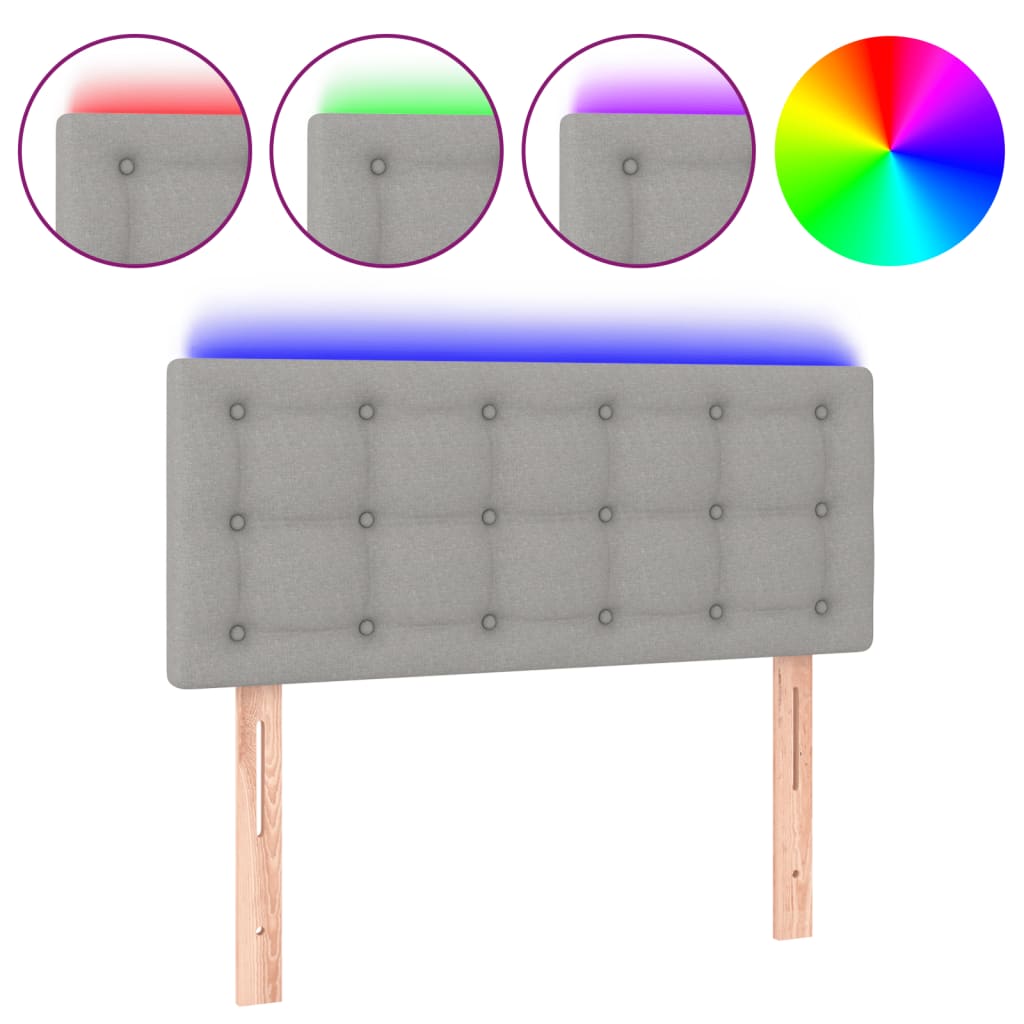 Világosszürke szövet led-es fejtámla 100x5x78/88 cm