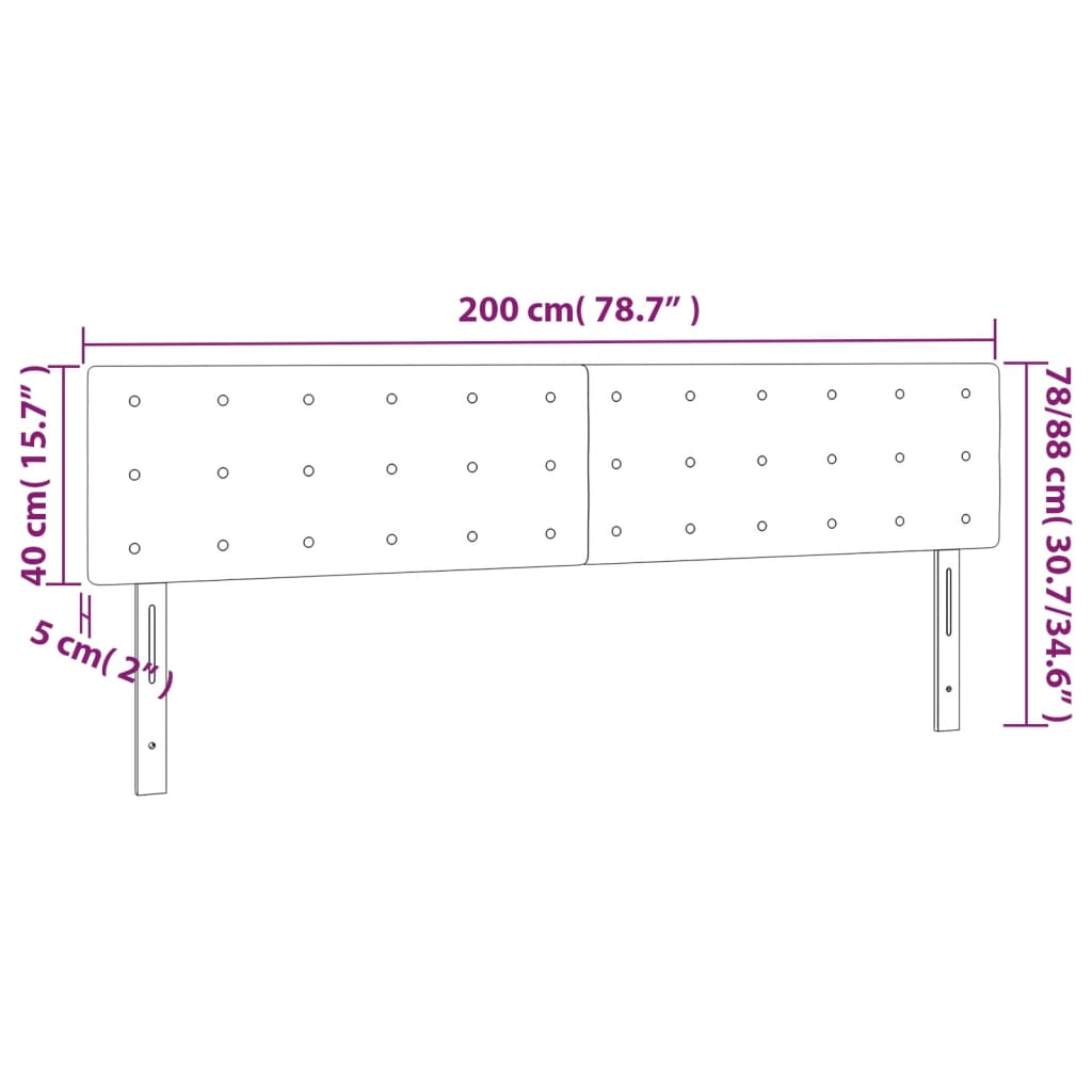 Világosszürke szövet led-es fejtámla 200x5x78/88 cm