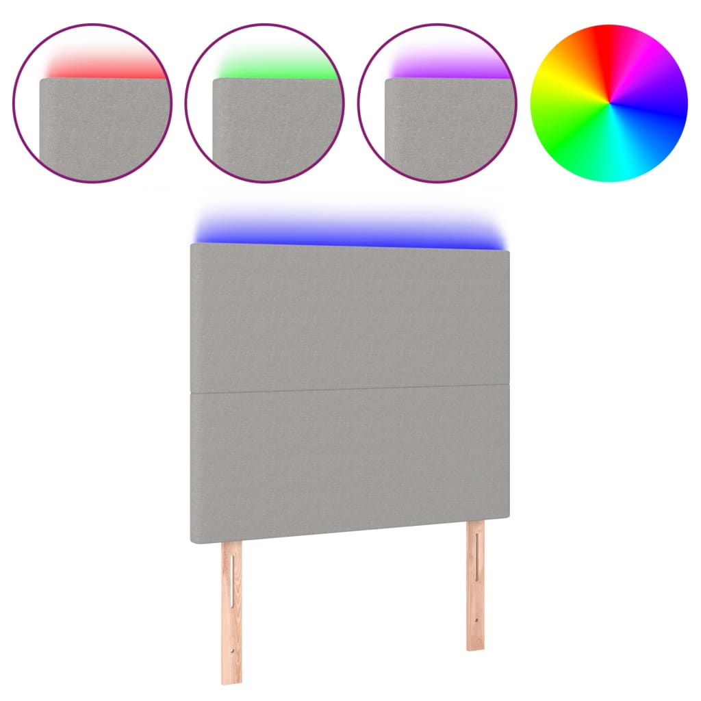 Világosszürke szövet led-es fejtámla 100x5x118/128 cm