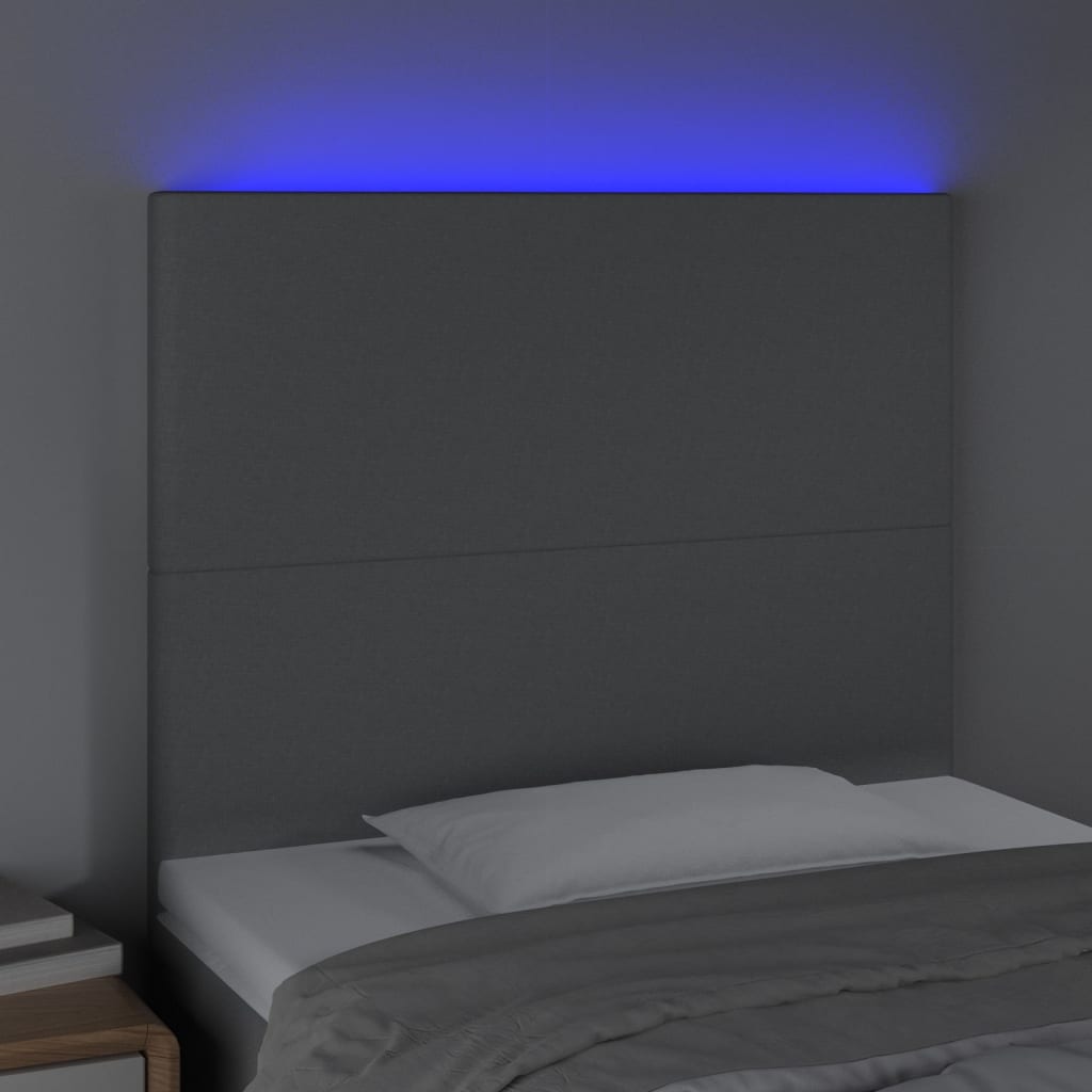 Világosszürke szövet led-es fejtámla 100x5x118/128 cm