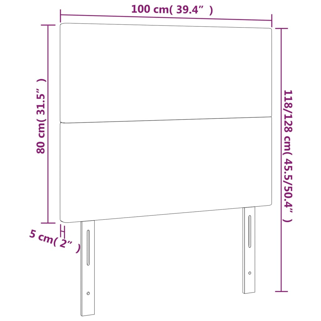Világosszürke szövet led-es fejtámla 100x5x118/128 cm