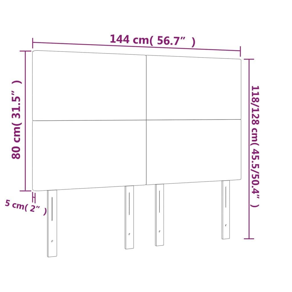 Világosszürke szövet led-es fejtámla 144x5x118/128 cm
