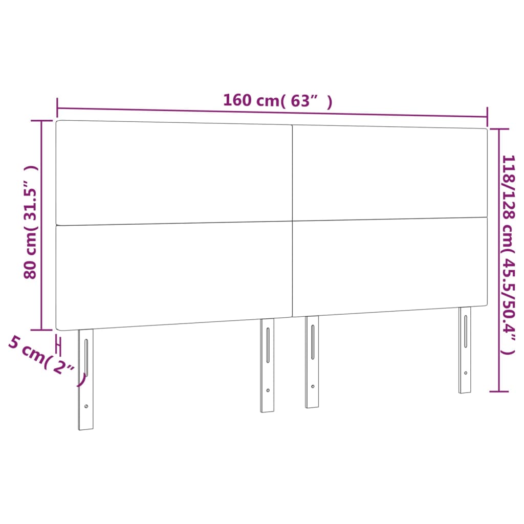 Világosszürke szövet led-es fejtámla 160x5x118/128 cm