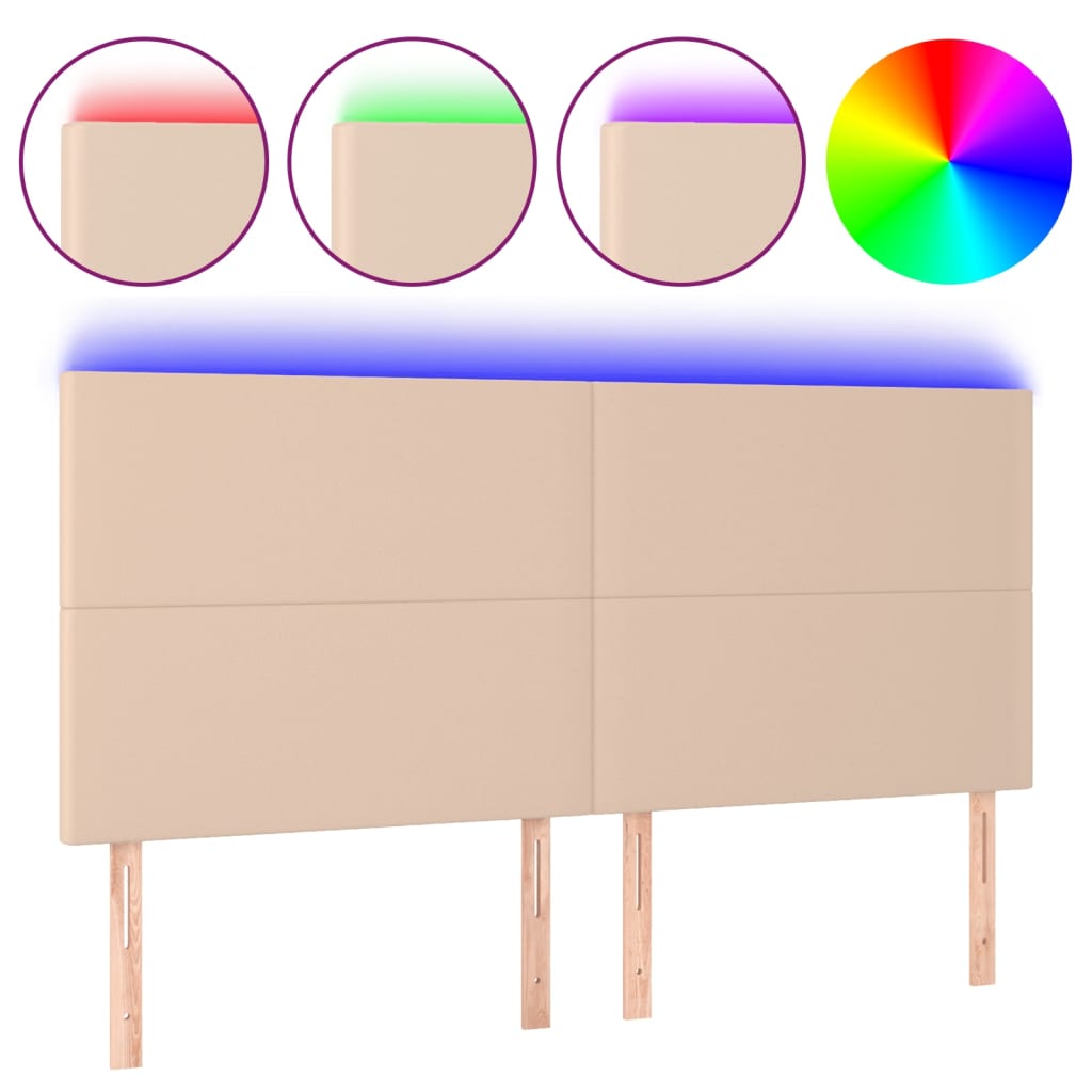 Cappuccino műbőr led-es fejtámla 200x5x118/128 cm