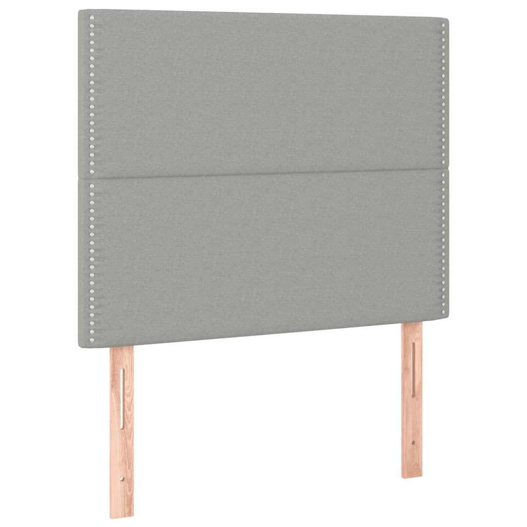 Világosszürke szövet led-es fejtámla 90x5x118/128 cm