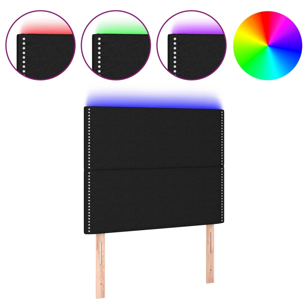 Fekete szövet led-es fejtámla 90x5x118/128 cm