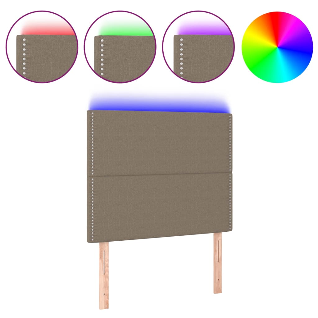 Tópszínű szövet led-es fejtámla 90x5x118/128 cm