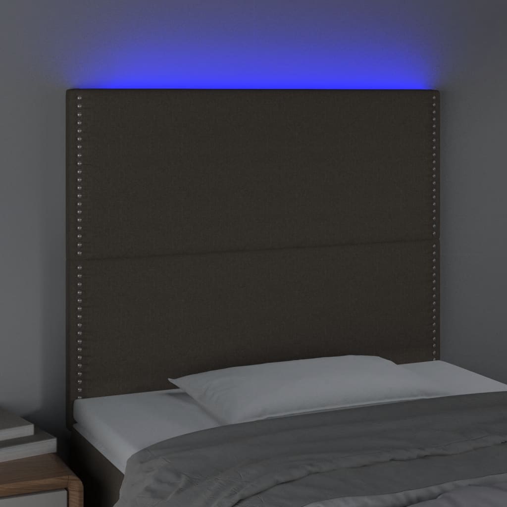 Tópszínű szövet led-es fejtámla 90x5x118/128 cm