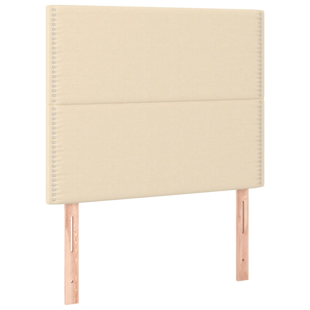 Krémszínű szövet led-es fejtámla 90x5x118/128 cm
