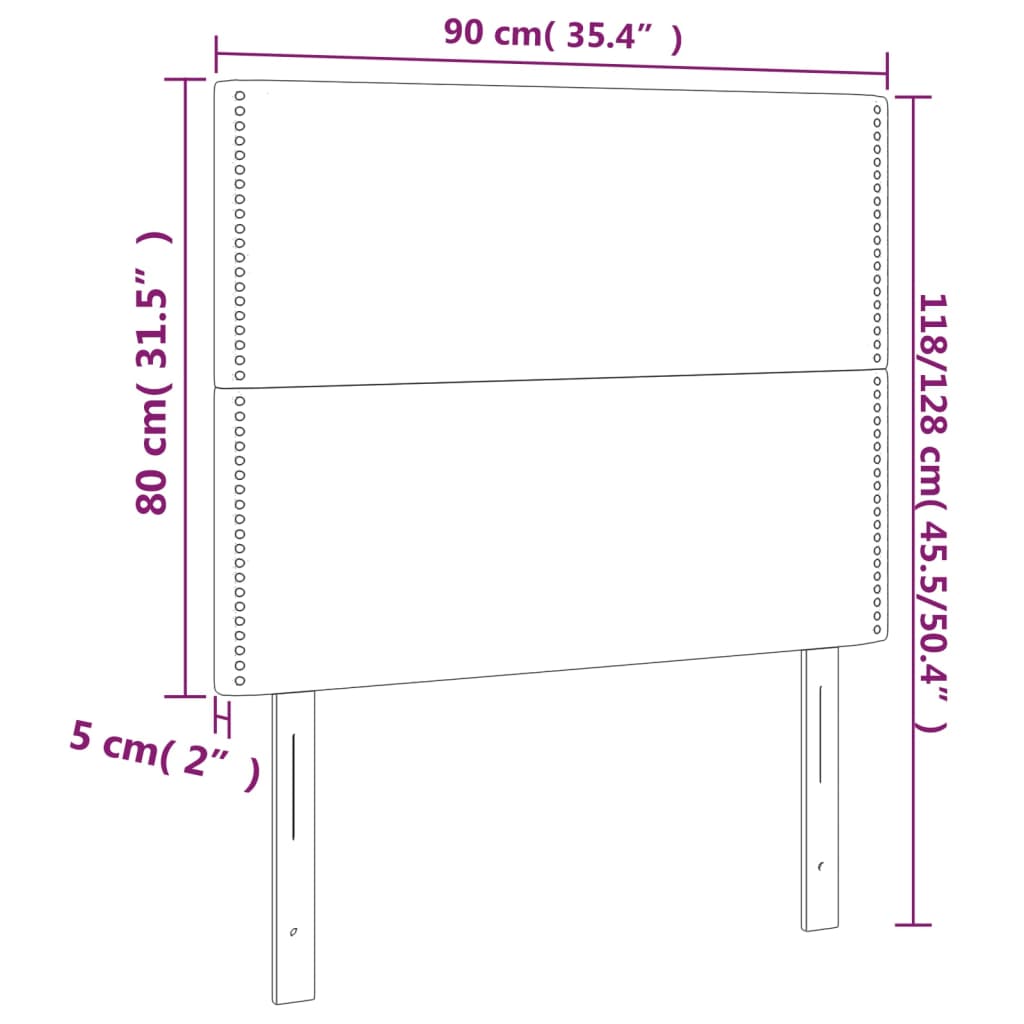Krémszínű szövet led-es fejtámla 90x5x118/128 cm