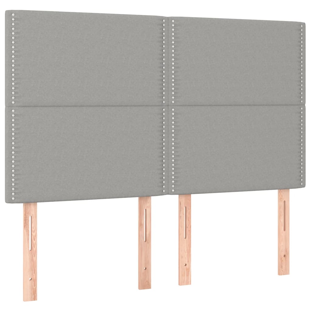 Világosszürke szövet led-es fejtámla 144x5x118/128 cm