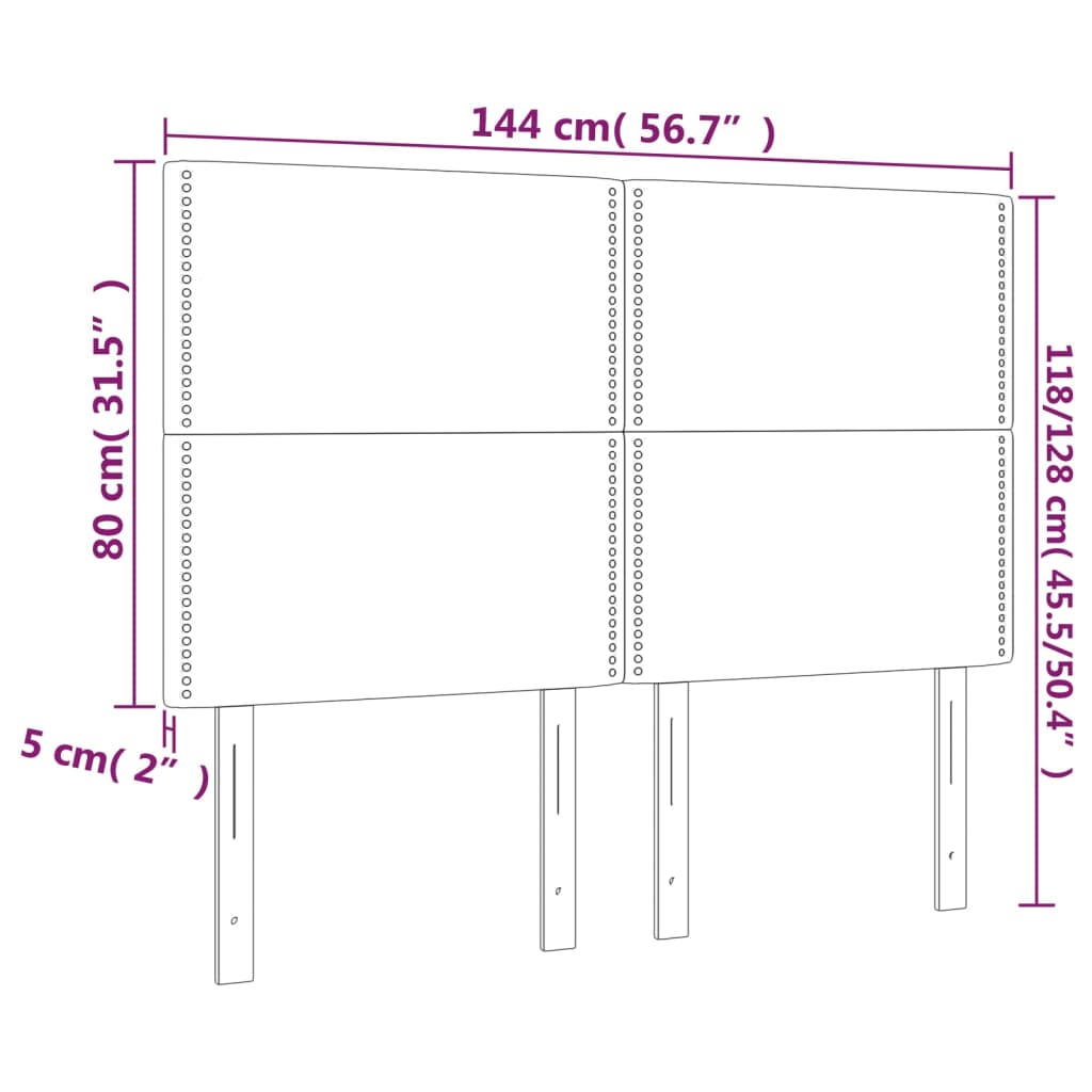 Világosszürke szövet led-es fejtámla 144x5x118/128 cm