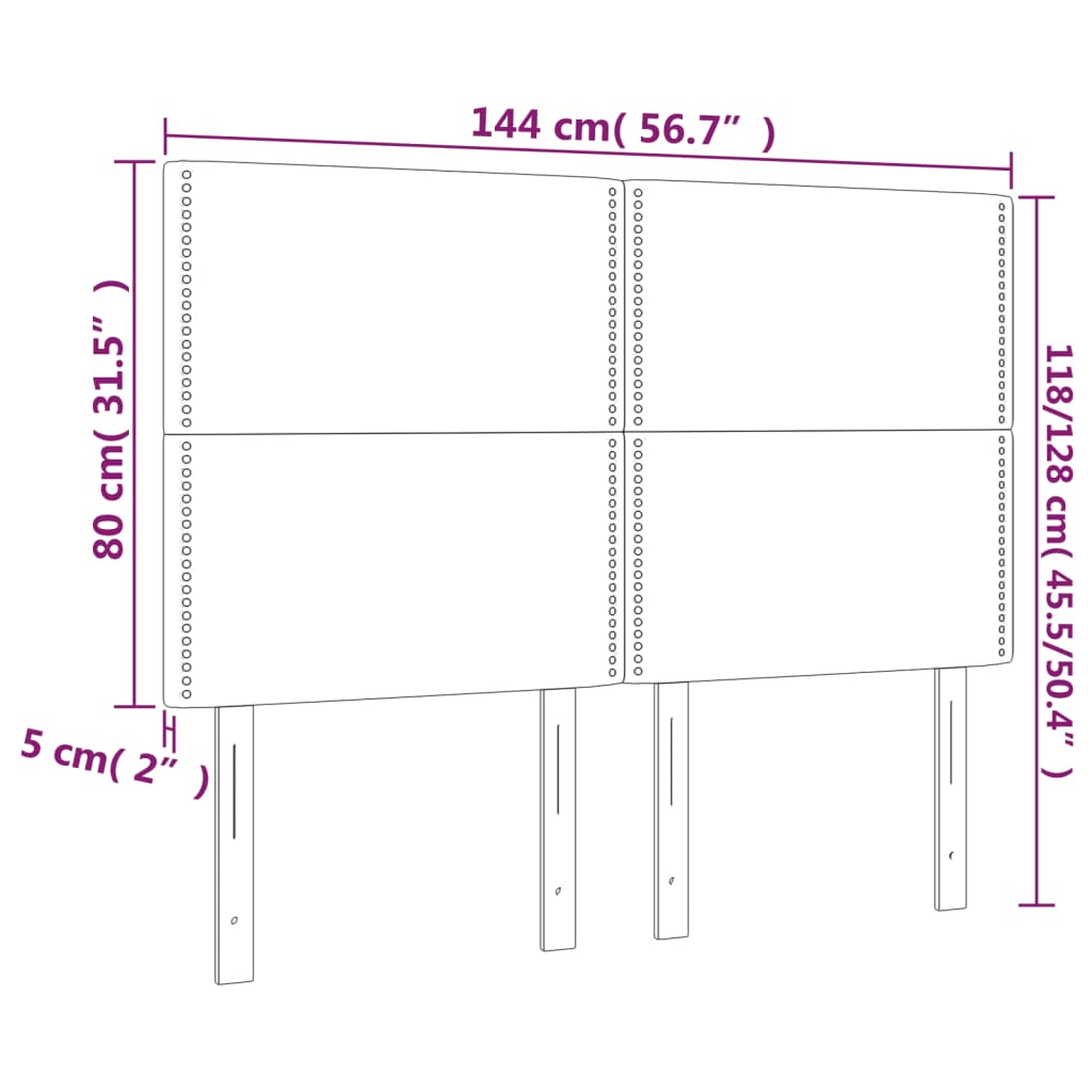 Fekete szövet led-es fejtámla 144x5x118/128 cm