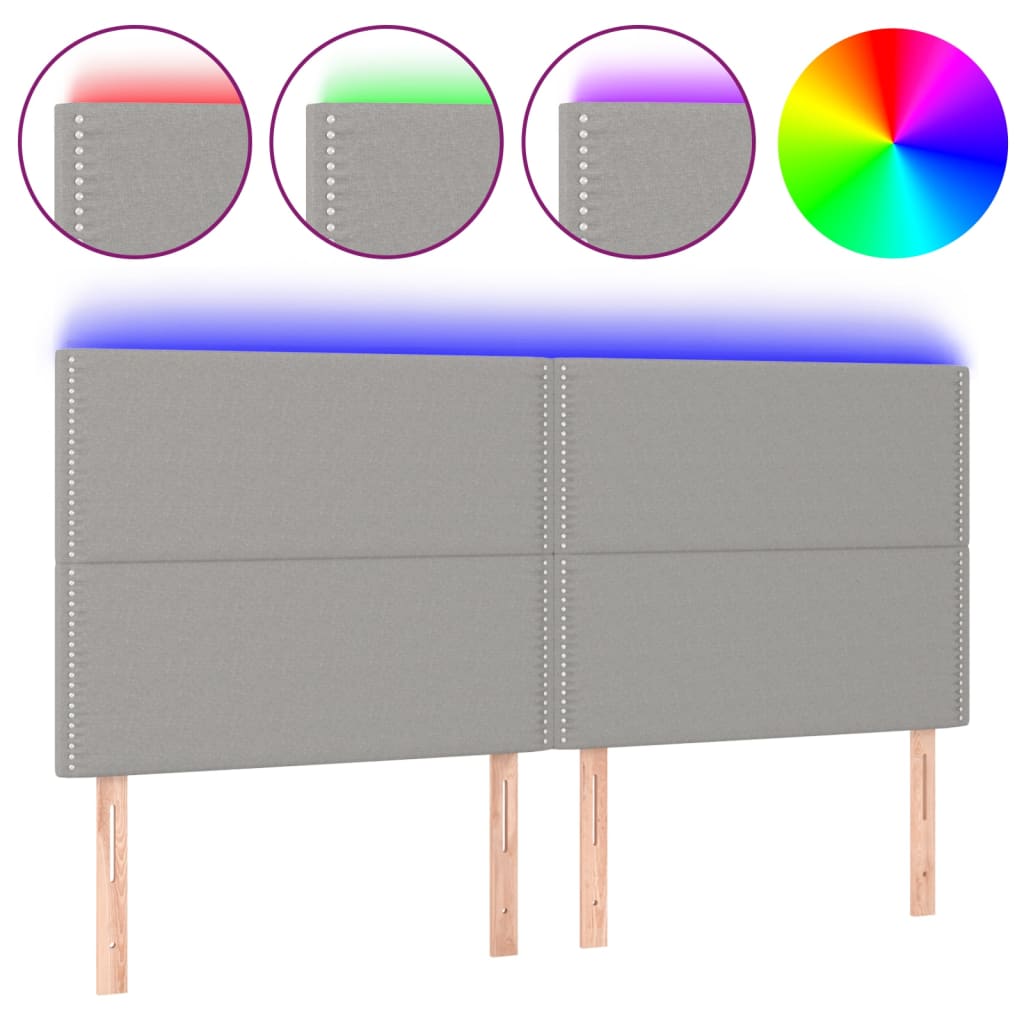 Világosszürke szövet led-es fejtámla 180x5x118/128 cm