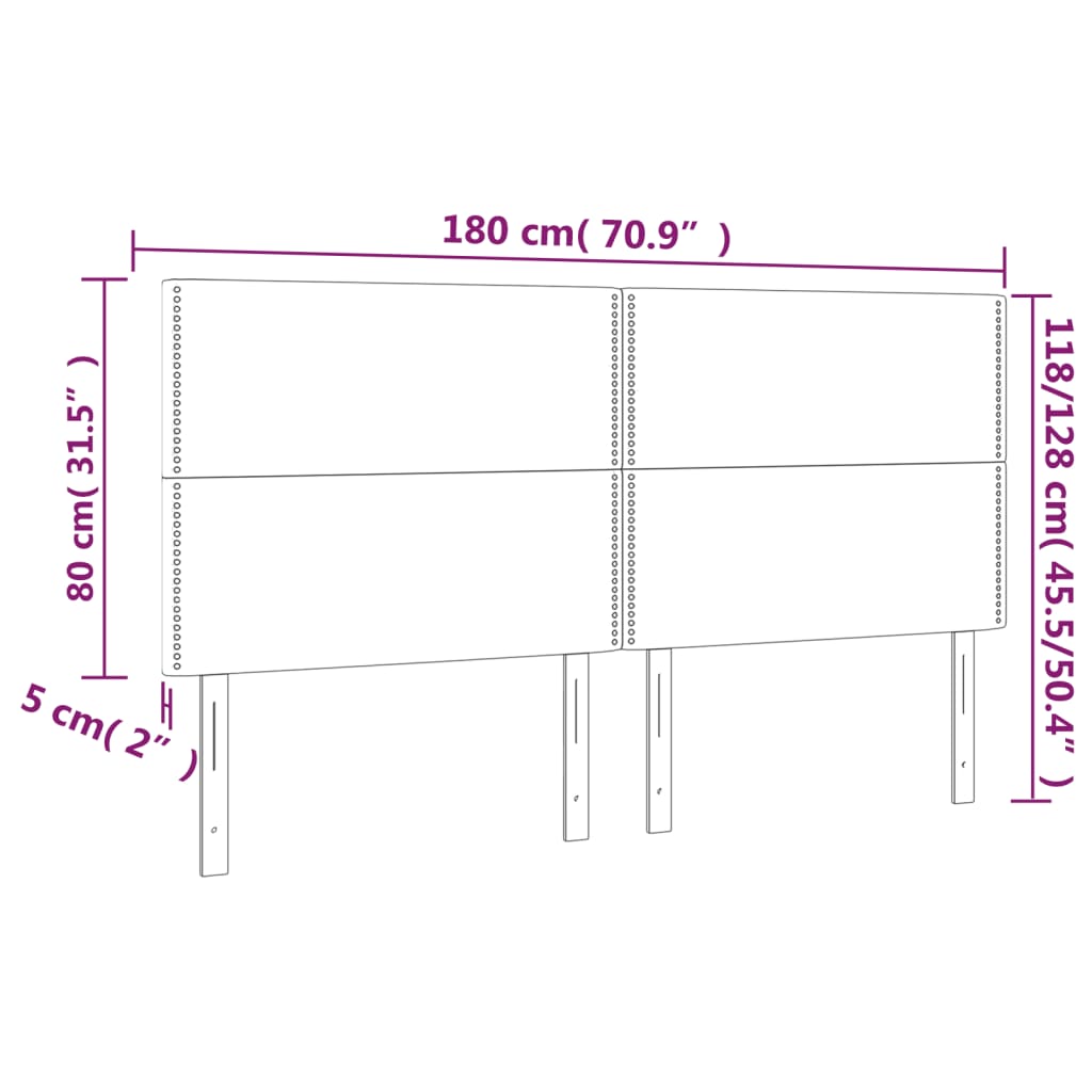 Fekete szövet led-es fejtámla 180x5x118/128 cm