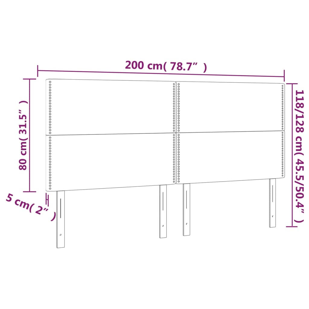 Világosszürke szövet led-es fejtámla 200x5x118/128 cm