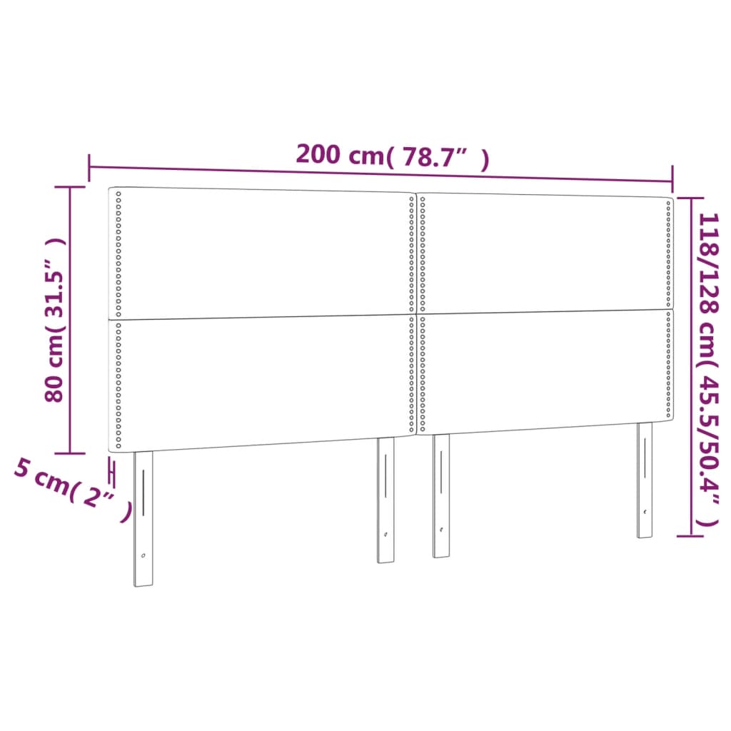Sötétszürke szövet led-es fejtámla 200x5x118/128 cm