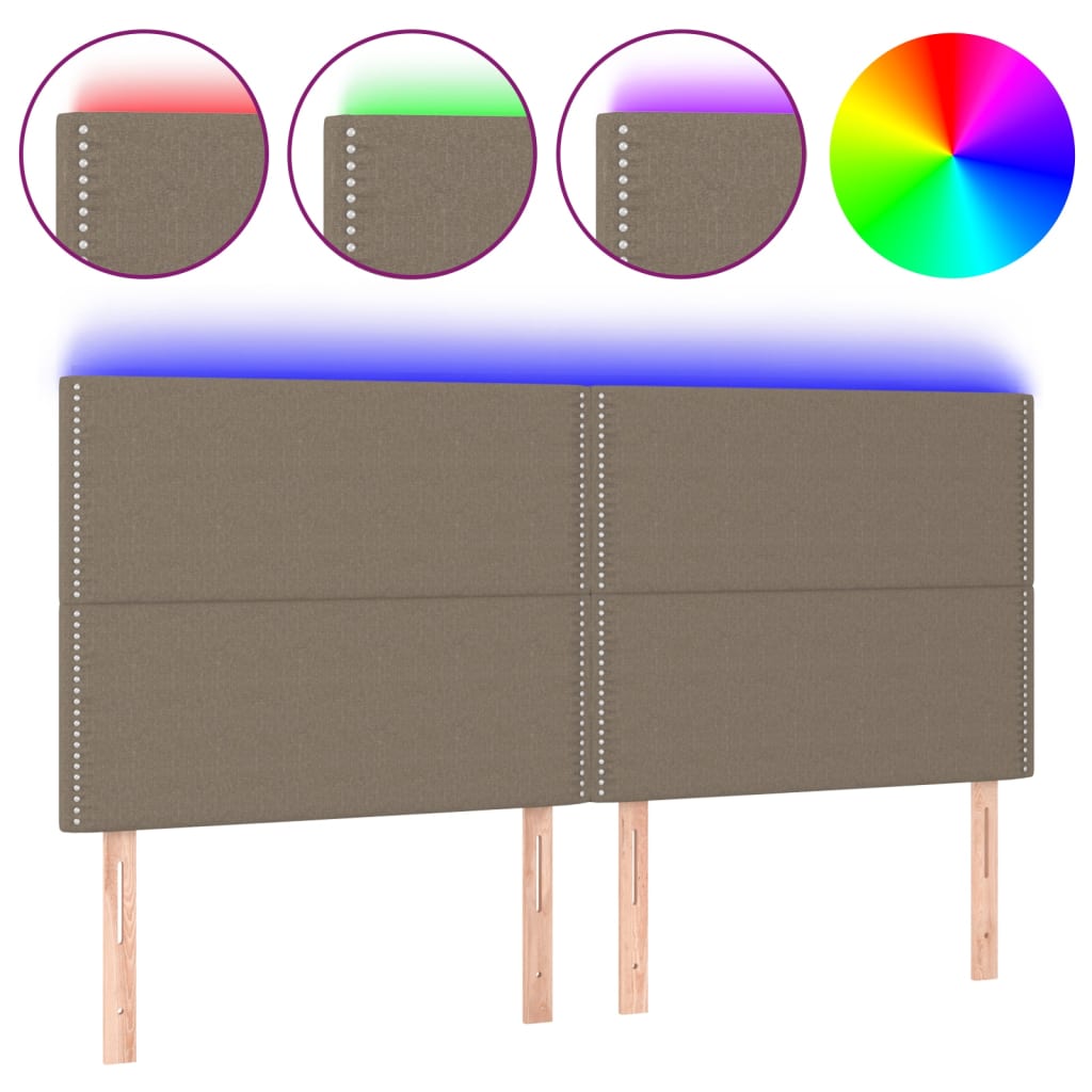 Tópszínű szövet led-es fejtámla 200x5x118/128 cm