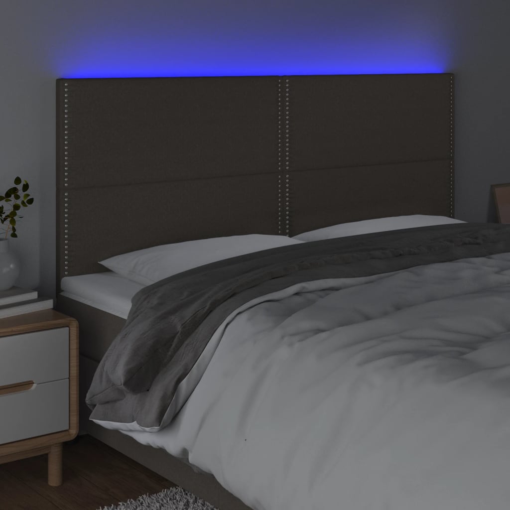Tópszínű szövet led-es fejtámla 200x5x118/128 cm