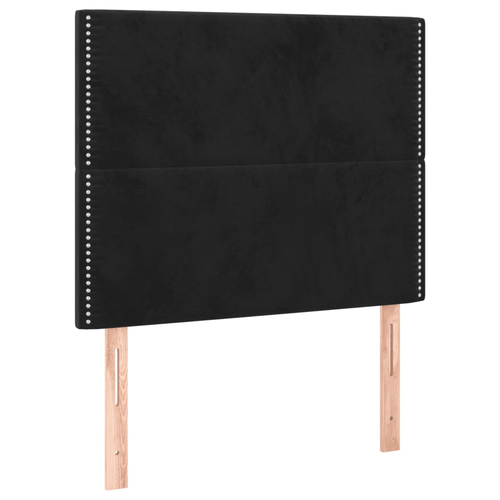 Fekete bársony led-es fejtámla 90x5x118/128 cm