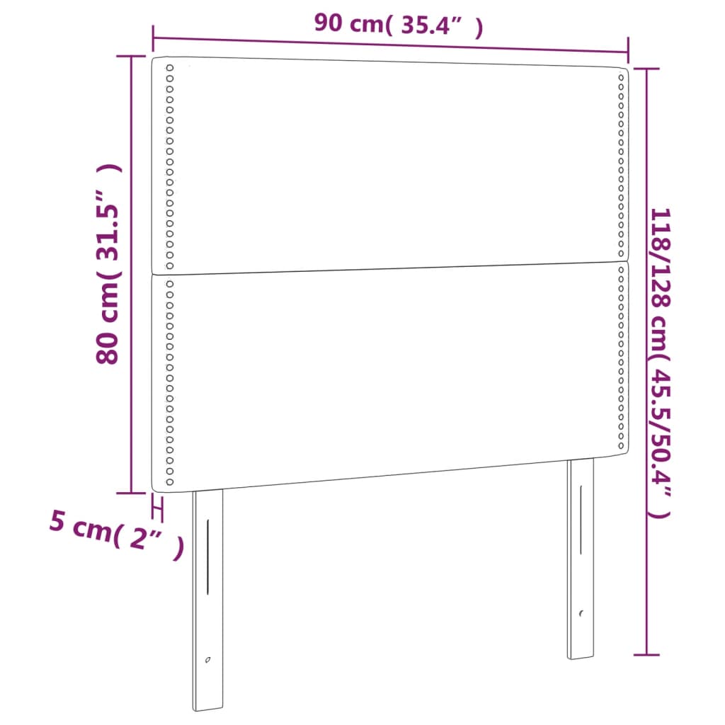 Fekete bársony led-es fejtámla 90x5x118/128 cm