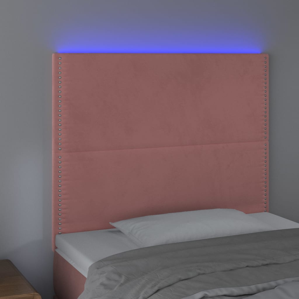 Rózsaszín bársony led-es fejtámla 100x5x118/128 cm