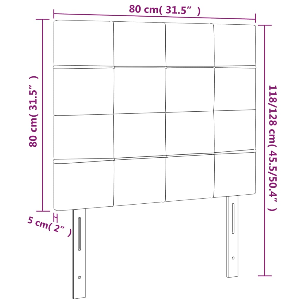 Világosszürke szövet led-es fejtámla 80x5x118/128 cm