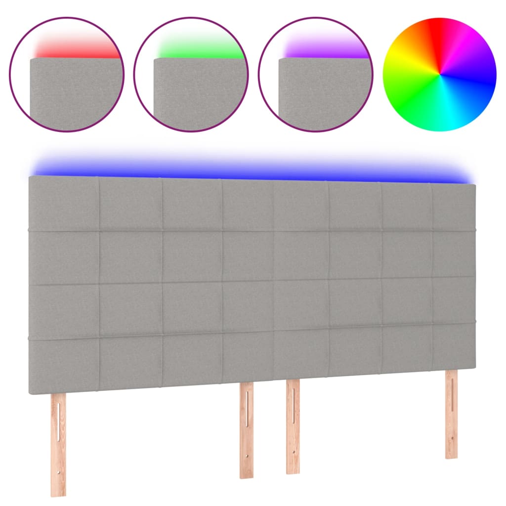 Világosszürke szövet led-es fejtámla 160x5x118/128 cm