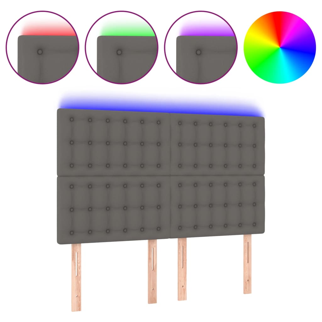 Szürke műbőr led-es fejtámla 144x5x118/128 cm