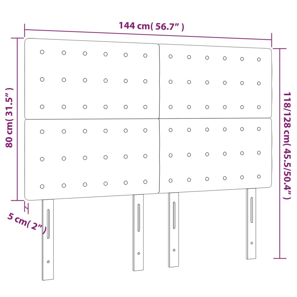 Szürke műbőr led-es fejtámla 144x5x118/128 cm