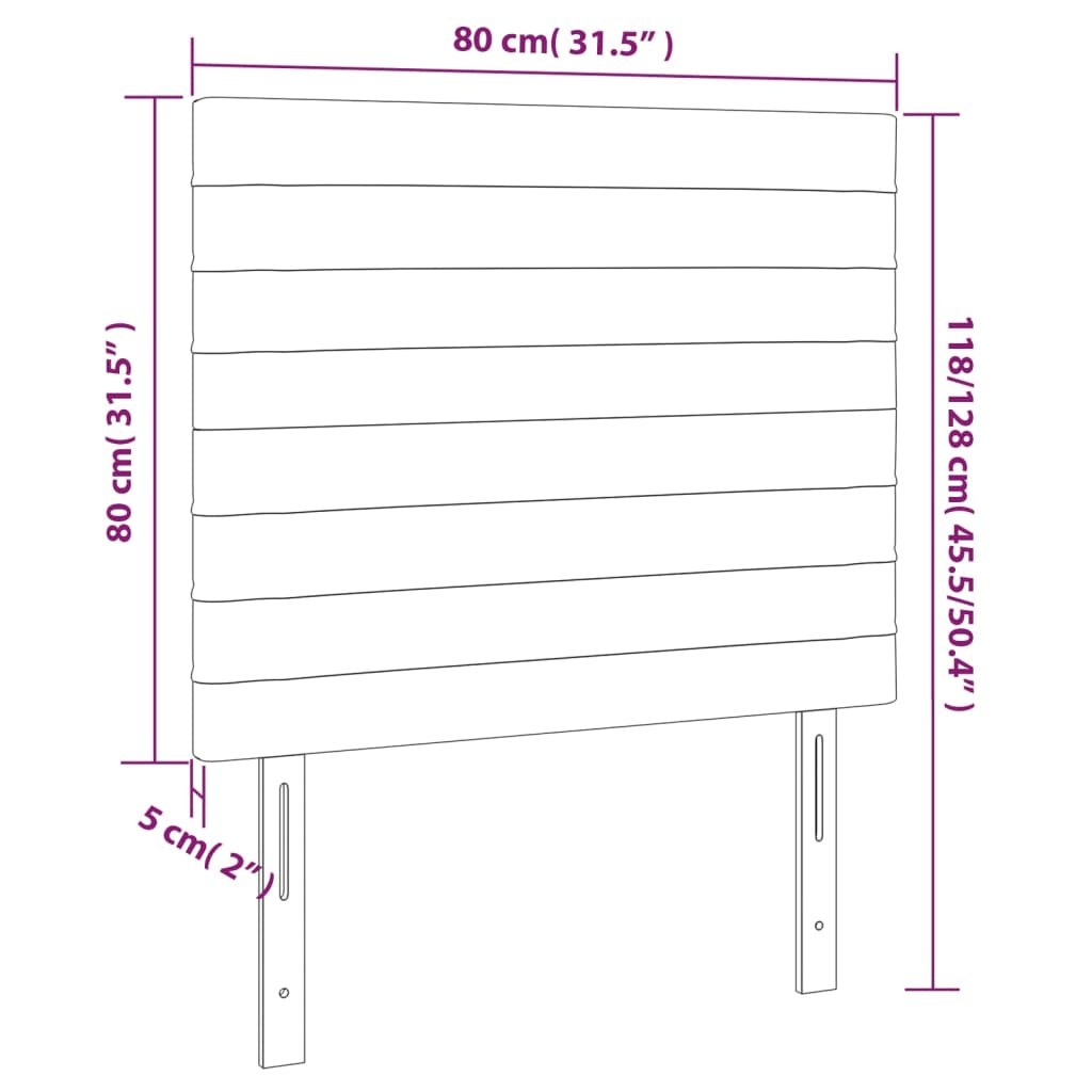 Világosszürke szövet led-es fejtámla 80x5x118/128 cm