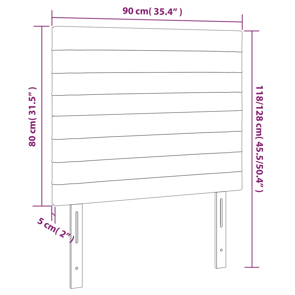 Világosszürke szövet led-es fejtámla 90x5x118/128 cm