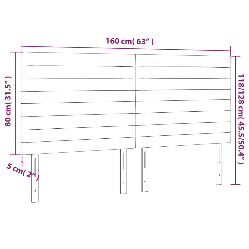 Világosszürke szövet led-es fejtámla 160x5x118/128 cm