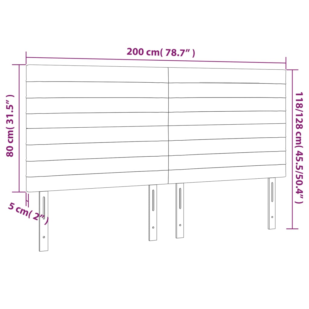 Világosszürke szövet led-es fejtámla 200x5x118/128 cm