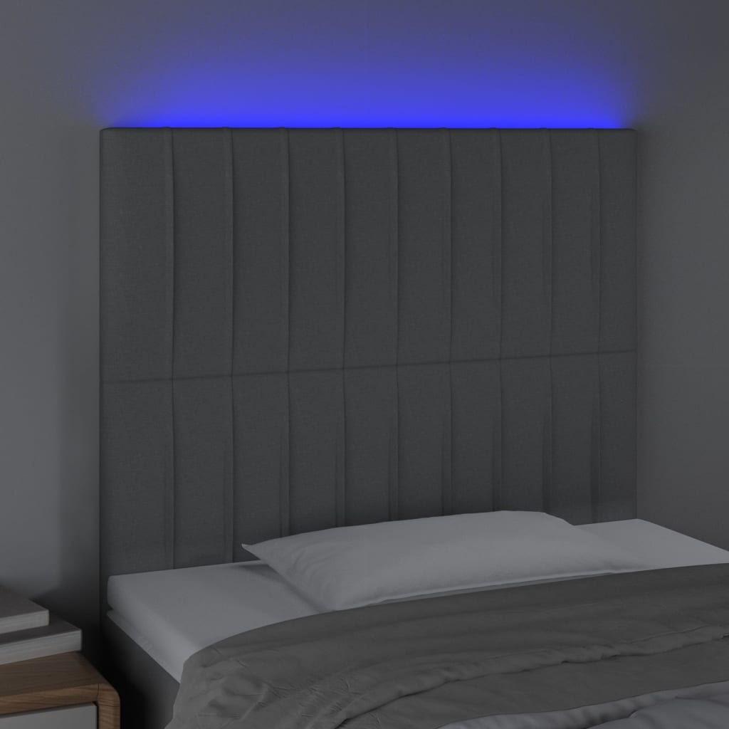 Világosszürke szövet led-es fejtámla 80x5x118/128 cm