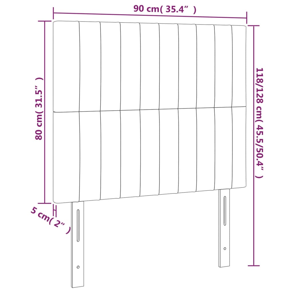 Világosszürke szövet led-es fejtámla 90x5x118/128 cm