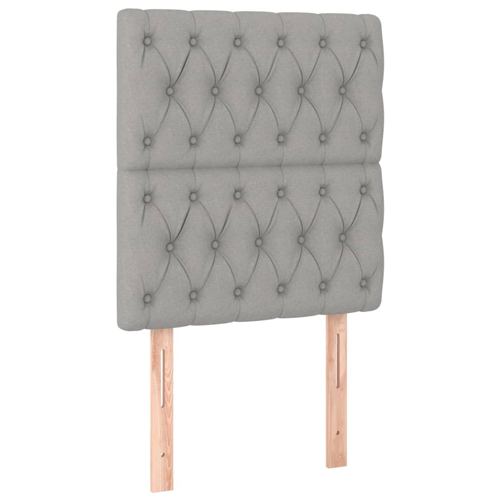 Világosszürke szövet led-es fejtámla 80x7x118/128 cm