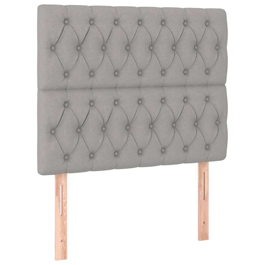 Világosszürke szövet led-es fejtámla 100x7x118/128 cm